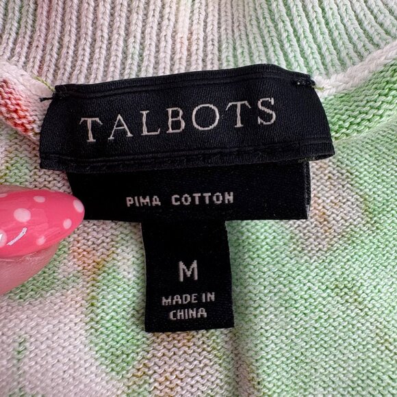 Talbots Womens Floral Button-Front Cardigan M Pima Cotton - Picture 2 of 5